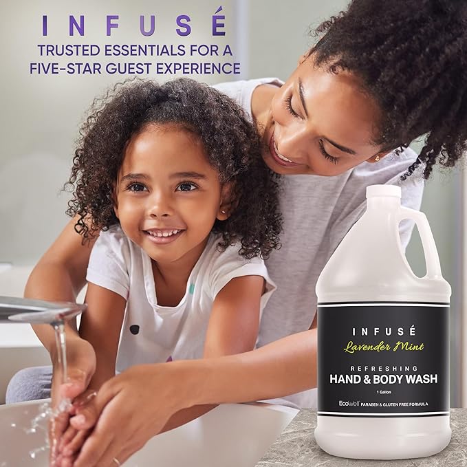 Infuse Hotel Hand &amp Body Wash | 1 Gallon | For Hospitality &amp Vacation Rentals to Refill Dispensers | (4 Gallons)