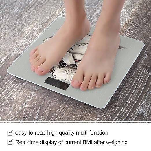 Shih Tzu Dog Bathroom Scale Large LCD Backlight Display Digital Scale Rounded Corners Body Scales Automatic Power On/Off Bathroom Scales for Home Bedrooms