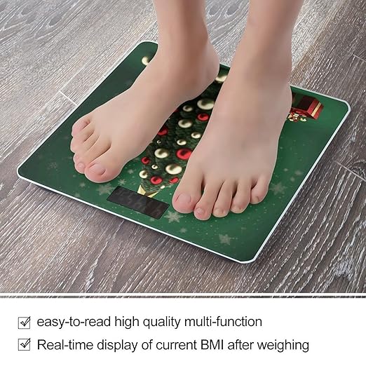 Round Ball Christmas Tree Scale for Body Weight High Precision Digital Weight Scales with LCD Display Anti-Slip Sturdy Slim Tempered Glass Bathroom Scale for Home Use