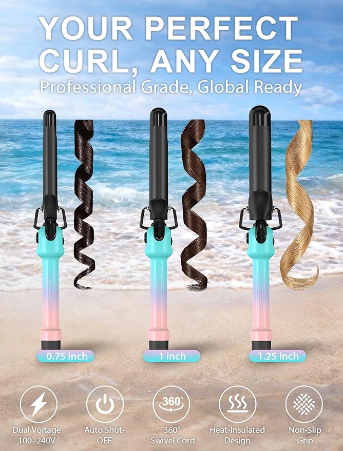 Professional 1 Inch Curling Iron with Clamp Hair Curler with Temp Dial 280-450°F Ceramic Coating for Long-Lasting Curls &amp Easy Styling Dual Voltage 100-240V