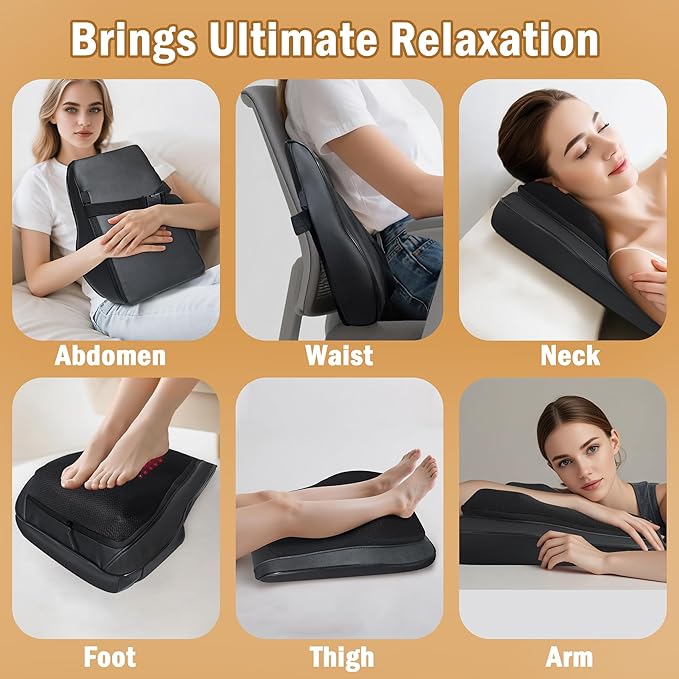 Joyset Back Massager with HeatNeck Massager for Back Pain Deep Tissue4D Kneading Shiatsu Lower Back Massage Pillow for Neck Shoulder LegsGifts for MomDadWomenMen