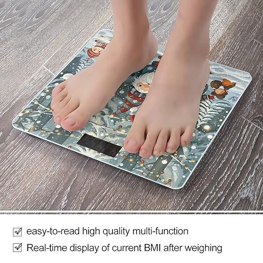 Christmas Winter Gnomes Scale for Body Weight Highly Accurate Digital Bathroom Body Scale Digital Bathroom Scales for People Anti-Slip Large LCD Display Smart Scales
