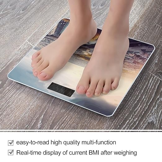 Aerial View of Paris Cityscape Bathroom Scale Weight Scale for Body WeightHighly Accurate Digital Weighing Machine Clear LED Display Digital Bathroom Body Scale 400lb/182kg