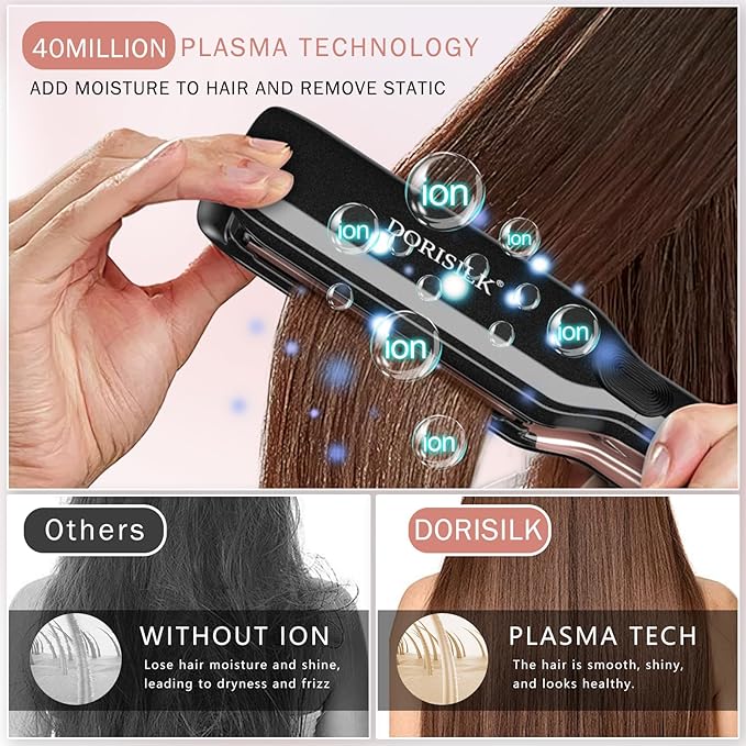 DORISILK 500 Degree Flat Iron 1 Inch &amp 1.75 inch Hair Straightener Set