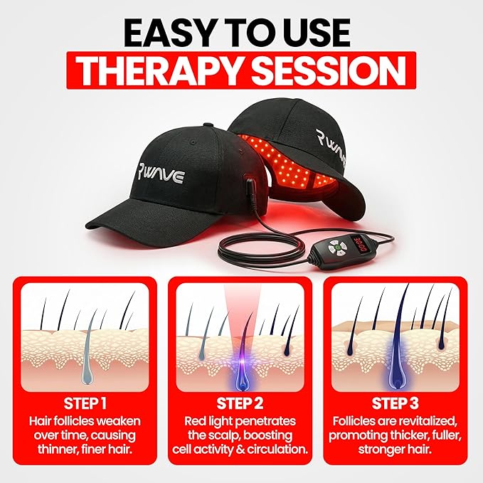 Red Light Therapy Cap for Hair Growth – Infrared Light Therapy Treatment 176 LEDs 660 nm Red + 850 nm Infrared for Hair Loss Regrowth - Safe Scalp Boosting Care at Home