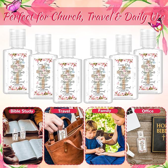 Gejoy 72 Pack Christian Hand Sanitizers Bible Verse Mini Hand Sanitizers Bulk Travel Size Religious Gifts Christian Party Favors for Church Prayer Women Mom Pastor Holiday Christmas Stocking Stuffers