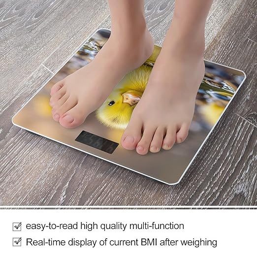 Cute Ducks Bathroom Scale for Body Weight with High Precision Large LCD Backlight Display Digital Weighing Scale with BMI Capacity Up to 180kg