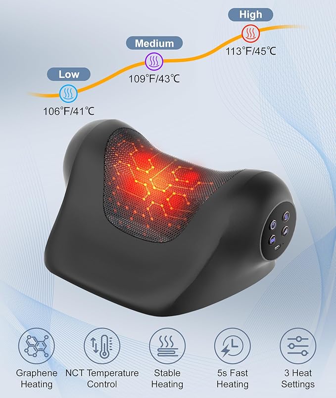 RINGCO Neck Massager with Heat Red Light &amp Vibration Adjustable Heated Neck Stretcher with 3 Modes Rechargeable Cervical Traction Device for Pain Relief &amp Muscle Relaxation Gift for Women