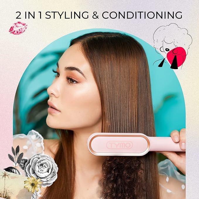 TYMO Heat Protectant Spray for Hair + Ring Hair Straightener Brush