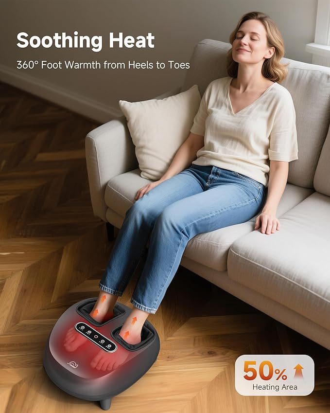 Snailax Foot Massager with Heat and Compression Shiatsu Foot Massager for Neuropathy and Plantar Fasciitis Deep Kneading Rolling Remote Control Fits up to Size 14