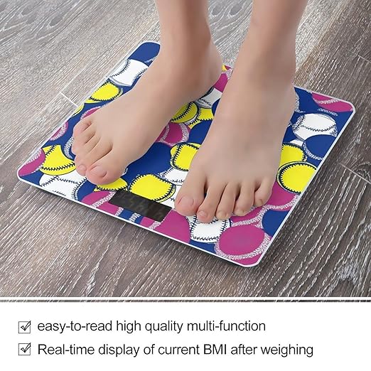 Colorful Softball Scale for Body Weight Highly Accurate Digital Bathroom Body Scale Digital Bathroom Scales for People Anti-Slip Large LCD Display Smart Scales