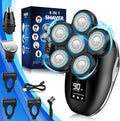 Electric Shaver for Men 6 in 1 Electric Razor for Men IPX7 Wet/Dry Waterproof Men's Shavers Rotary Head with Shavers Kit LED Display Gifts for Husband DadBoyfriend (Silver)