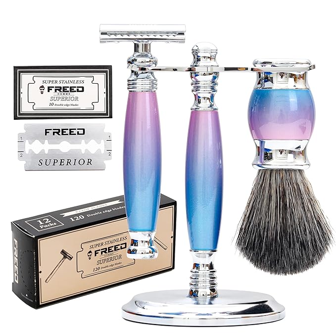 FREED Luxury Shaving Set for Men - Double Edge Safety Razor with alloy handle include 120 count Japanese 6cr13 Stainless Steel bladeIt's the best gift for men fathersor birthdays