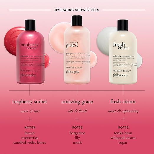 philosophy scent-sational hydrating bath &amp shower gels - efficiently cleanses soothes &amp comforts dry skin - vegan &amp cruelty free formula