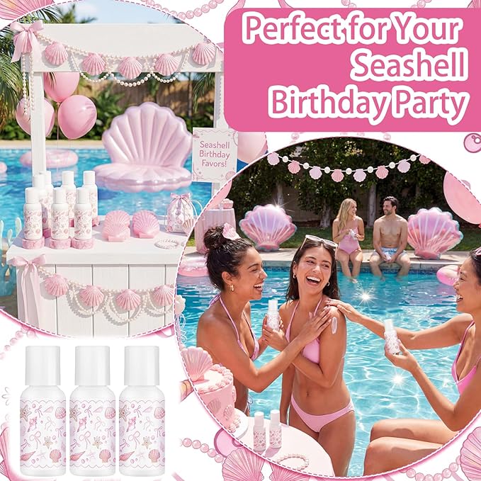 Demissle 24 Pcs Mini Sunscreen Bulk SPF 30 Pink Bow Starfish and Seashell Travel Size Sunscreen Bachelorette Wedding Party Supplies Summer Outdoor Goods for Under The Sea Beach Ocean Coastal 1 Fl. oz