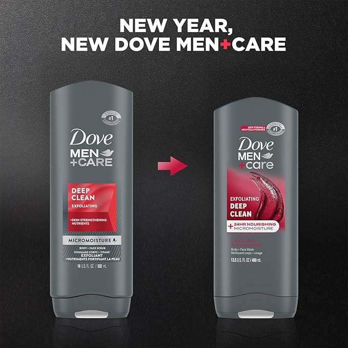 Dove Men+Care Body + Face Wash 3-Pack – Exfoliating Deep Clean with 24HR Nourishing MicroMoisture Citrus &amp Cedarwood Scent 13.5 Oz Ea