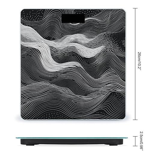 White Wave Pattern Bathroom Scale Automatic Power On/Off Body Scales LCD Backlight Display Square Digital Scale Rounded Corners Bathroom Scales for Home Bedrooms