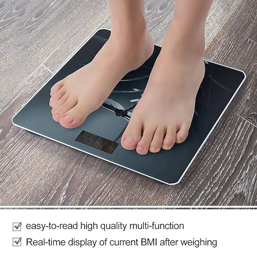 Dragonfly Silhouette Bathroom Scale Rounded Smart Scale for Body Weight Automatic Power On/Off Weight Scales Accurate Bathroom Digital Scales for Pet Home Bedroom Kitchen