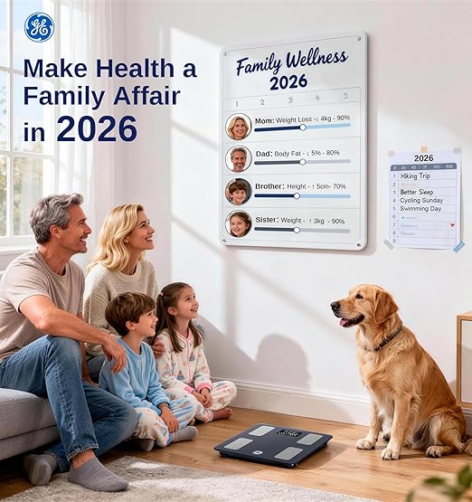 GE Smart Scale for Body Weight and Fat Digital Bathroom Scales BMI Body Fat - Bluetooth 13 Body Composition Monitor for Muscle Mass People with App Accurate 400lb Weighing 3 Battery