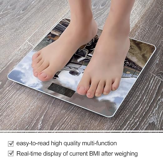 Steam Locomotive Train Bathroom Scale for Body Weight Bathroom Weighing Scale with Backlit LCD Display Highly Accurate Measures Weight Up to 180kg