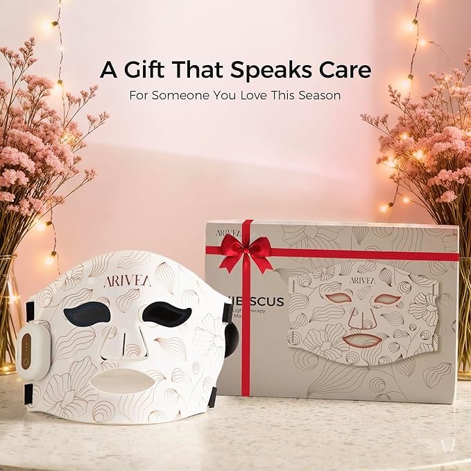 ARIVEA Red Light Therapy Mask for Face - 3 Modes LED Face Mask with Red Blue &amp Infrared Wireless &amp Rechargeable Light Therapy Device for Skin Care Wrinkle &amp Anti-Aging Home &amp Trave