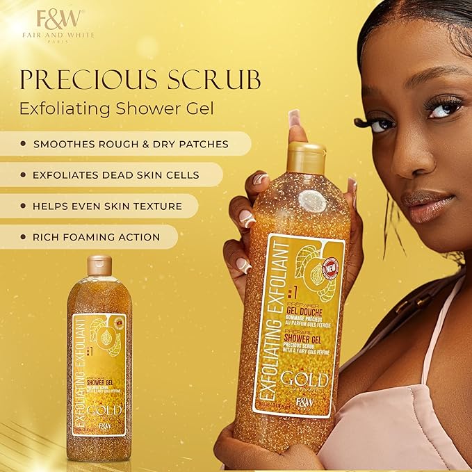 FAIR &amp WHITE Gold Precious Scrub Exfoliating Body Wash 31.8 fl. oz. / 940 ml