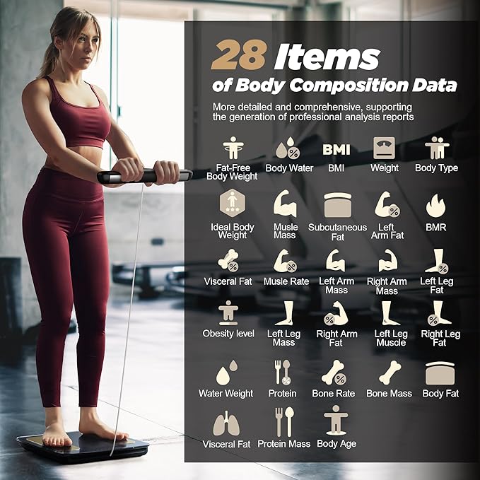 RunStar Scale for Body Weight and Fat Percentage 8 Electrodes High Precision Digital Scale for BMI 28 Body Composition Measurement Bathroom Smart Scales with Large Color Display FSA&ampHSA Eligible