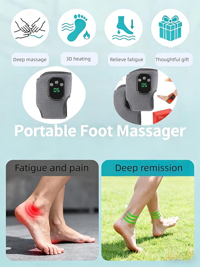 Foot Renewal Triple Massager Foot Massager - Heat Therapy Vibration 3 Intensity Modes Suitable for Heels Arches and Ankles Home/Office/Travel/Neuropathy Relief Device (Pack of 2)