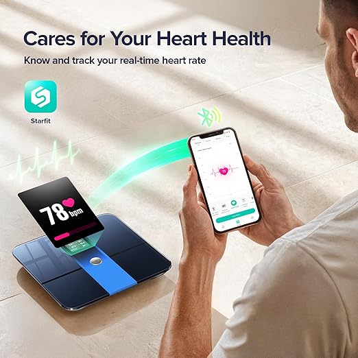 RunStar Scale for Body Weight Precision Digital Bathroom Smart Scale with 3.5 TFT Color Large Display for BMI Muscle Mass Heart Rate 22 Body Composition Analyzer Sync APP 400lb