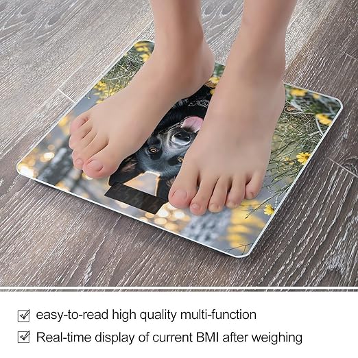 Black German Shepherd Dog Weight Scale Highly Accurate Digital Weighing Scale with Large LCD Display Smart Bathroom Scales for Home Bedrooms and Gift Giving