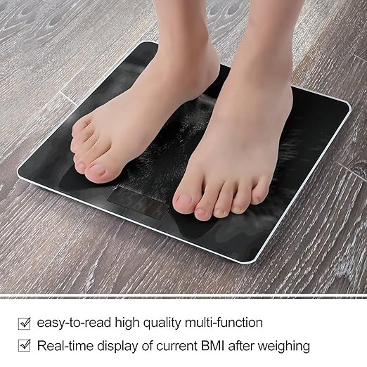 Black Red Eyed Wolf Bathroom Scale Automatic Power On/Off Body Scales LCD Backlight Display Square Digital Scale Rounded Corners Bathroom Scales for Home Bedrooms