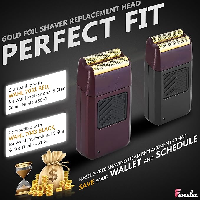 for Wahl Shaver Foil Replacement Professional 5 Star Series Finale Shaver Fit for Wahl Super Close Replacement Foil 7031-100 7043-100 Razor Foil for Wahl Electric Razor (4 Pack)