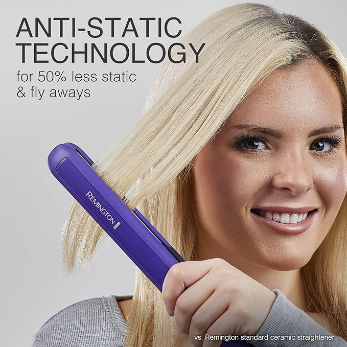 Remington 1 Flat Iron Hair Straightener with Anti-Static Technology 30-Second Heat Up &amp 60 Minute Auto Shut-Off 30% Longer Ceramic Floating Plates Titanium + Ceramic Coating