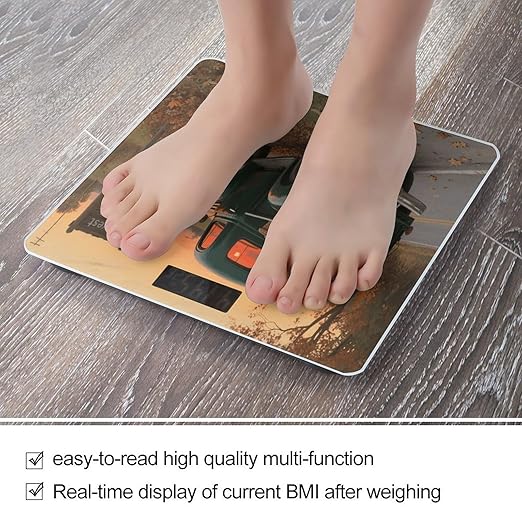 Autumn Fall Truck Weight Scale Cute Bathroom Scale for Body Highly Accurate Digital Weighing Machine for People Compact LCD Display Scales with Sturdy Toughened Glass Scales