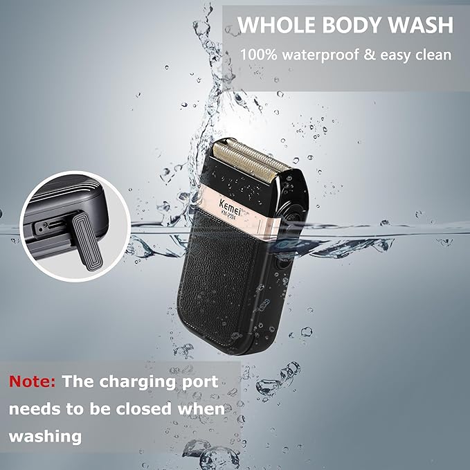 KEMEI Hair Trimmer and Foil Shaver for Men Cordless Hair Clippers Beard Trimmer with T Blade Waterproof Razor Shaver Rechargeable Barber Clippers with LED Display KM-264 Black KM-2024