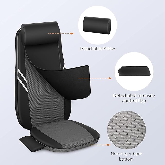Snailax Back Massager with HeatShiatsu Massage Seat Cushion8 Flexible Nodes Massage for Full Back Massage Chair PadChair Massager for OfficeHome Use
