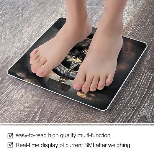 Magical Design Norse Runes Compass Bathroom Scale Ultra-Bright Liquid Crystal Screen Weight Scale Accurate Bathroom Body Scales for Body Weight Bathroom Pet Home Bedroom Gift-Giving