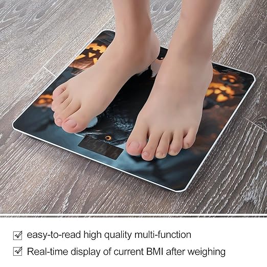 Frightening Halloween Crow Scale for Body Weight Sturdy Tempered Glass Weighing Scales with LCD Display Accurate Digital Bathroom Scale Convenient Body Fat Smart Scales Easy Read