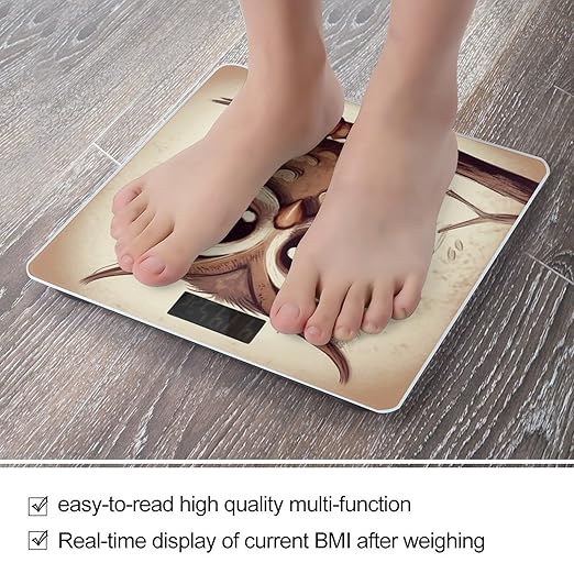 Cute Owl Bathroom Scale Large LCD Backlight Display Digital Scale Rounded Corners Body Scales Automatic Power On/Off Bathroom Scales for Home Bedrooms