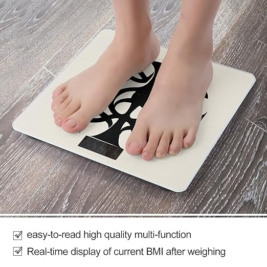 Supernatural Symbols Black Bathroom Scale for Body Weight LCD Display Digital Bathroom Scale Tempered Glass Bathroom Weight Scales Fashion Smart Scales for Home Bedroom 400 Lb