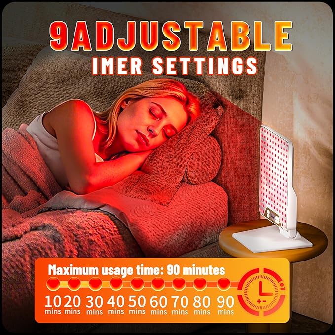 Red Light Therapy DevicePortable LED Red Infrared Light Device with 630nm 660nm &amp 850nm Combination Light for Face and Body 9 Adjustable Timer Settings Adjustable Angle Includes GogglesWhite