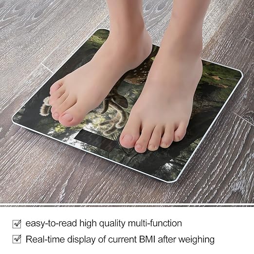 Deer in The Woods Smart Scale for Body Weight Digital Bathroom Scale Toughened Glass Weight Scale with Large LCD Backlight Display High Precision Scales Weighing Machine
