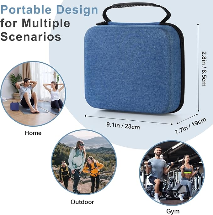 Massage Gun Hard Case Compatible with TheraGun Relief Handheld Percussion Massage Gun Portable Travel Case Storage Carrying Bag with Mesh Pocket for Cables and Other Accessories Blue(Case Only)