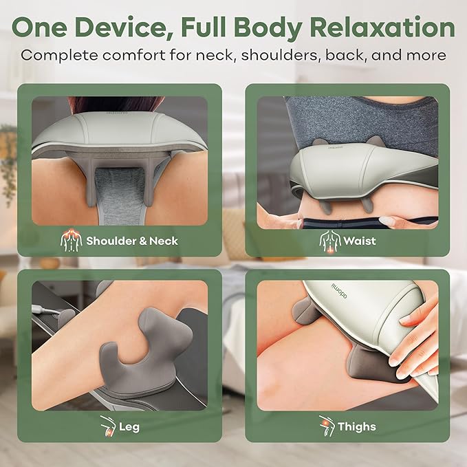 Electric Neck and Back Massager Heat Function Deep Tissue Cordless Neck Massager Relax Muscles 4D Kneading Heated Massage Shoulder Massager Gift Ideas for Dad Mom Friends