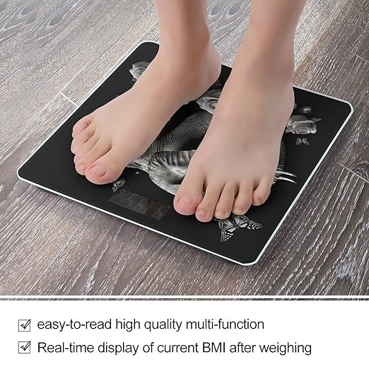 Elephant and Butterfly Bathroom Scale for Body Weight LCD Display Digital Bathroom Scale Tempered Glass Bathroom Weight Scales Fashion Smart Scales for Home Bedroom 400 Lb