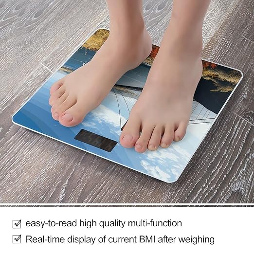 San Francisco Golden Gate Bridge Bathroom Scale Automatic Power On/Off Body Scales LCD Backlight Display Square Digital Scale Rounded Corners Bathroom Scales for Home Bedrooms