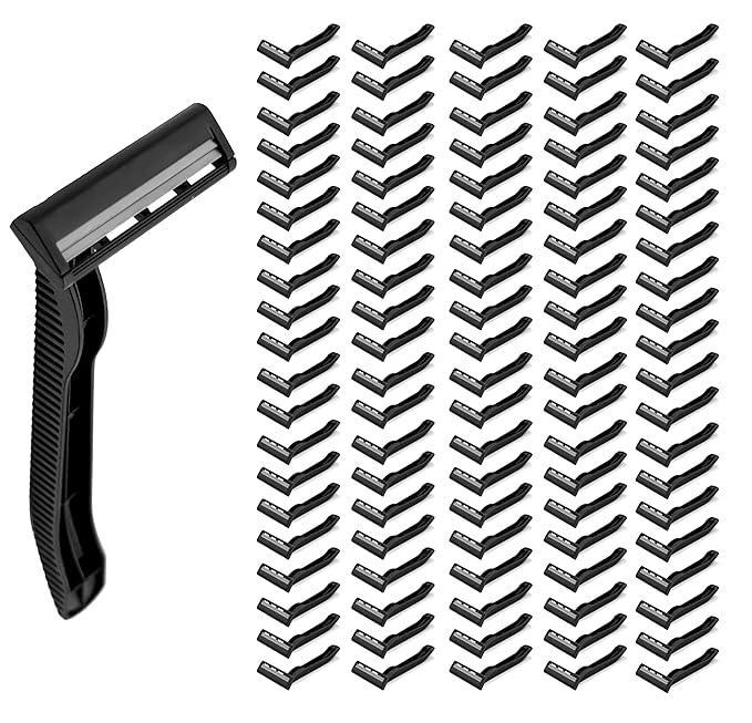 1000 Box of Low-Cost Bullet Blades Black Razor Blades Disposable Stainless Steel Hospitality Quality Shavers High End Twin Blade Razors for Men and Women