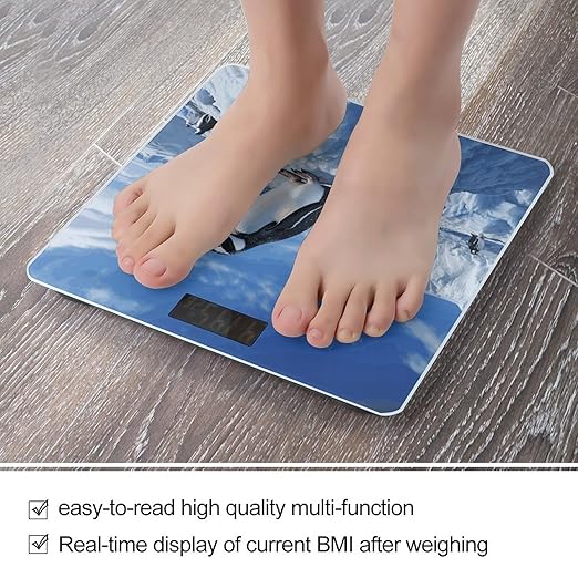 Snow Mountain Penguin Bathroom Scale Weight Scale for Body WeightHighly Accurate Digital Weighing Machine Clear LED Display Digital Bathroom Body Scale 400lb/182kg