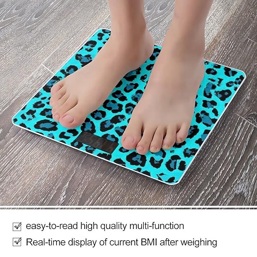Digital Bathroom Weighing Scale Energy Saving Scale Smart Scale for Body Weight Cheetah Blue and Black Leopard Print