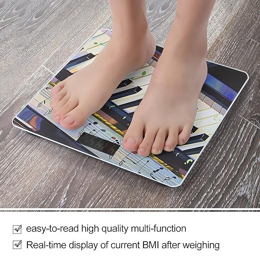 Piano Keys with Note Patterns Scale for Body Weight Digital Bathroom Scale Accurate Smart Weight Scales with Large Display Weighing Machine High Precision Scales